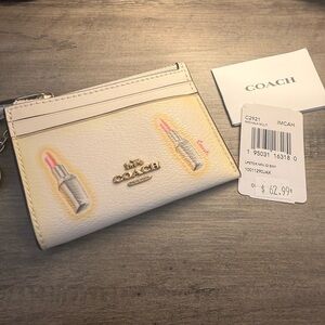 Coach Cream Lipstick Pattern Card Holder